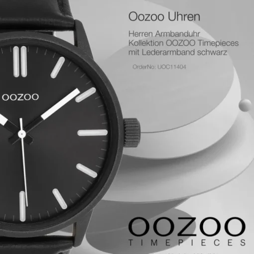 Oozoo Herren Armbanduhr OOZOO Timepieces Analog Leder schwarz UOC11404