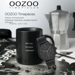 Oozoo Herren Armbanduhr OOZOO Timepieces Analog Edelstahl schwarz UOC11409