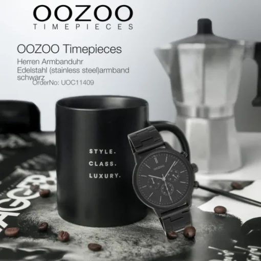 Oozoo Herren Armbanduhr OOZOO Timepieces Analog Edelstahl schwarz UOC11409
