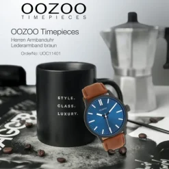 Oozoo Herren Armbanduhr OOZOO Timepieces Analog Leder braun UOC11401
