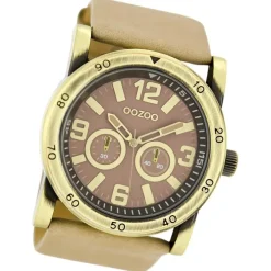 Oozoo Herren Armbanduhr Timepieces Analog Leder beige UOC8305A