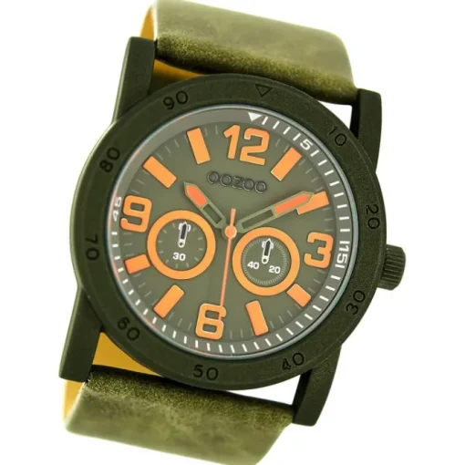 Oozoo Herren Armbanduhr Timepieces Analog Leder grün UOC8307A