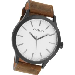 Oozoo Herren Armbanduhr Timepieces Analog Leder dunkelbraun UOC9011A