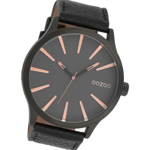 Oozoo Herren Armbanduhr Timepieces Analog Leder schwarz UOC9043A