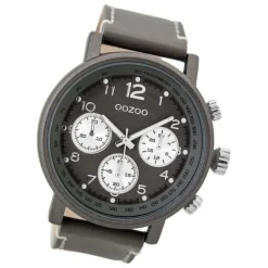 Oozoo Herren Armbanduhr Timepieces C9458A Analog Leder grau UOC9458A