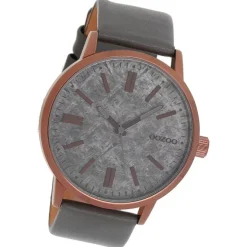 Oozoo Herren Armbanduhr Timepieces Analog Leder grau UOC9408A