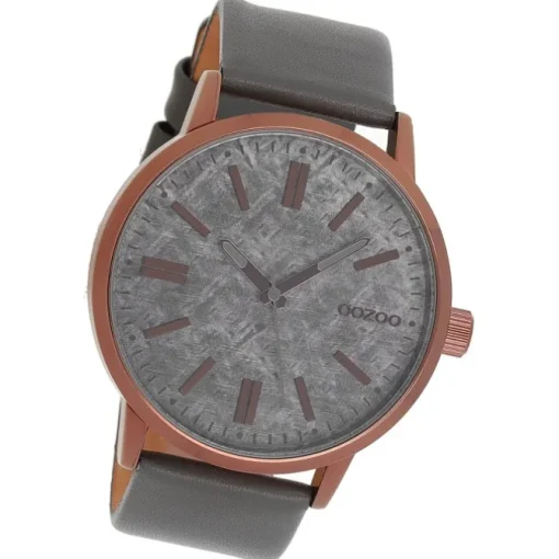 Oozoo Herren Armbanduhr Timepieces Analog Leder grau UOC9408A