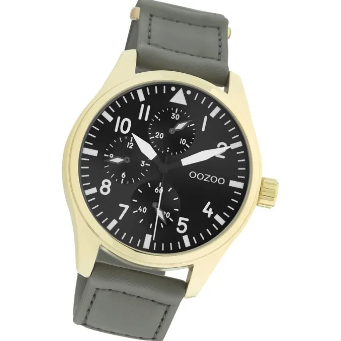 Oozoo Herren Armbanduhr Timepieces C11008 Analog Leder grau UOC11008