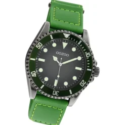 Oozoo Herren Armbanduhr Timepieces C11010 Analog Leder grün UOC11010