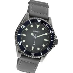 Oozoo Herren Armbanduhr Timepieces C11011 Analog Leder grau UOC11011