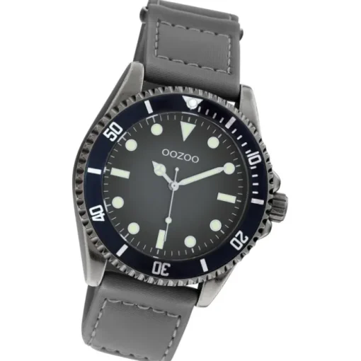 Oozoo Herren Armbanduhr Timepieces C11011 Analog Leder grau UOC11011