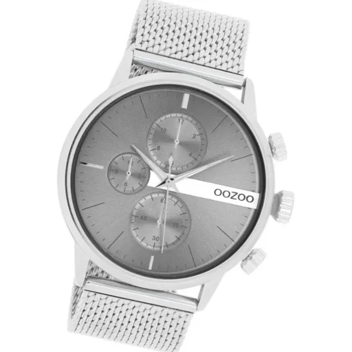 Oozoo Herren Armbanduhr Timepieces Analog Metall Mesh silber UOC11101