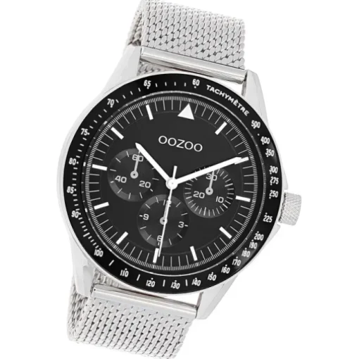 Oozoo Herren Armbanduhr Timepieces Analog Metall Mesh silber UOC11113