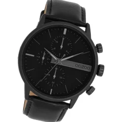 Oozoo Herren Armbanduhr Timepieces Analog Leder schwarz UOC11224