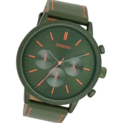 Oozoo Herren Armbanduhr Timepieces Analog Leder grün UOC11206