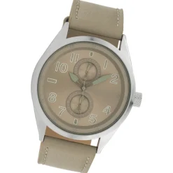 Oozoo Herren Armbanduhr Timepieces Analog Leder hellgrau UOC10026