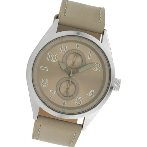 Oozoo Herren Armbanduhr Timepieces Analog Leder hellgrau UOC10026