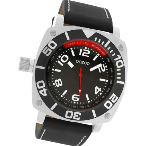 Oozoo Herren Armbanduhr Timepieces Analog Leder schwarz UOC2281A