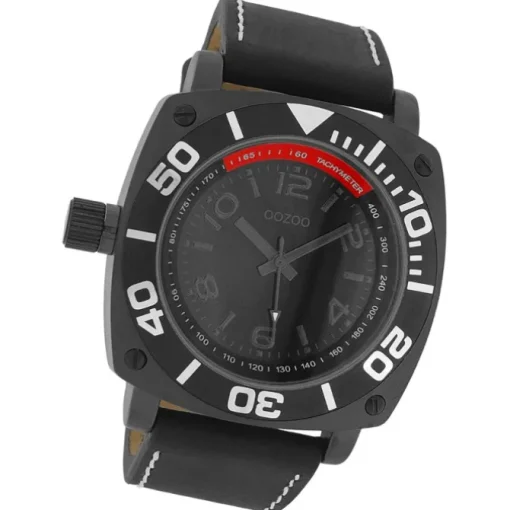 Oozoo Herren Armbanduhr Timepieces Analog Leder schwarz UOC2284A