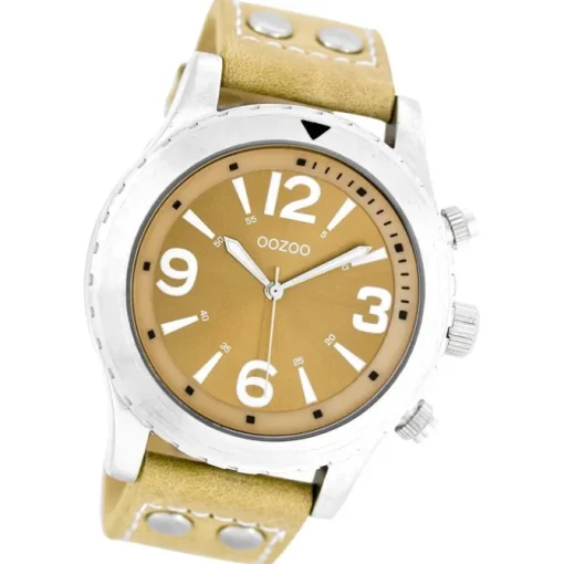 Oozoo Herren Armbanduhr Timepieces Analog Leder beige UOC6110A
