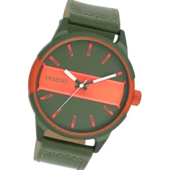Oozoo Herren Armbanduhr Timepieces Analog Leder grün UOC11318