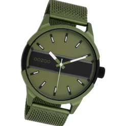 Oozoo Herren Armbanduhr Timepieces Analog Metall Mesh olive grün UOC11107
