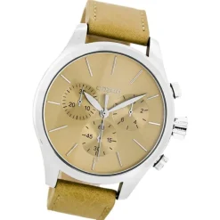 Oozoo Herren Armbanduhr Timepieces Analog Leder beige UOC7061A
