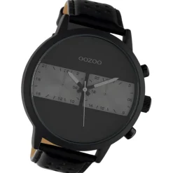 Oozoo Herren Armbanduhr Timepieces Lederband schwarz grau UOC10519