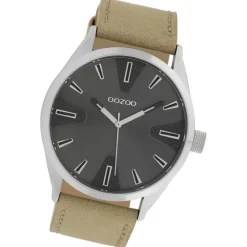 Oozoo Herren Armbanduhr Timepieces Analog Leder dunkelgrau UOC10021