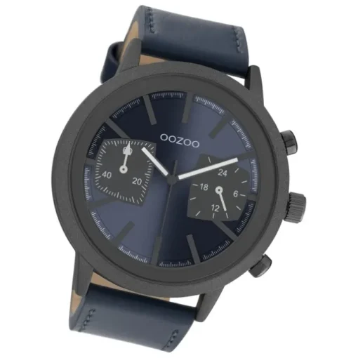 Oozoo Herren Armbanduhr Timepieces C10807 Analog Leder dunkelblau UOC10807