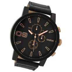 Oozoo Herren Armbanduhr Timepieces C9034A Analog Leder schwarz UOC9034A