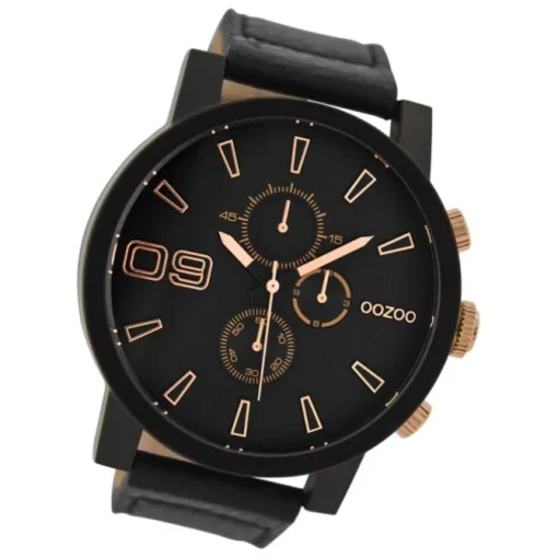 Oozoo Herren Armbanduhr Timepieces C9034A Analog Leder schwarz UOC9034A