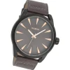 Oozoo Herren Armbanduhr Timepieces Analog Leder dunkelbraun UOC8228A