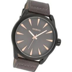 Oozoo Herren Armbanduhr Timepieces Analog Leder dunkelbraun UOC8228A