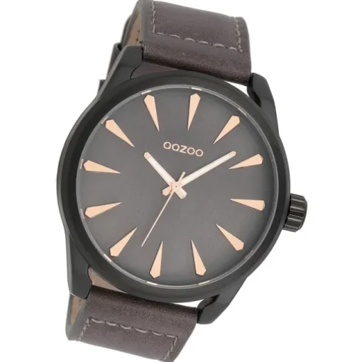 Oozoo Herren Armbanduhr Timepieces Analog Leder dunkelbraun UOC8228A