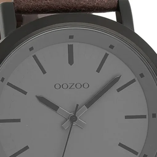 Oozoo Herren Armbanduhr Timepieces Analog Leder dunkelgrau UOC8254A