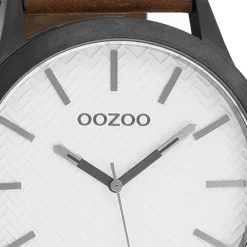 Oozoo Herren Armbanduhr Timepieces Analog Leder dunkelbraun UOC9011A