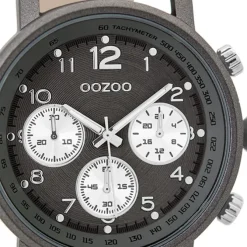 Oozoo Herren Armbanduhr Timepieces C9458A Analog Leder grau UOC9458A