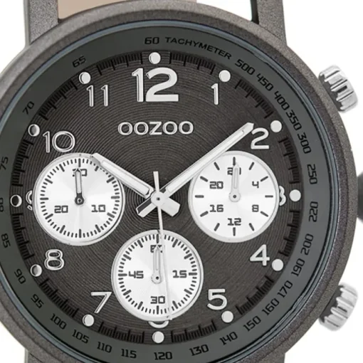 Oozoo Herren Armbanduhr Timepieces C9458A Analog Leder grau UOC9458A