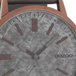Oozoo Herren Armbanduhr Timepieces Analog Leder grau UOC9408A