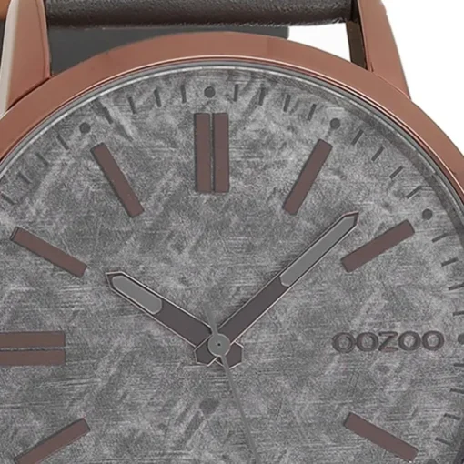 Oozoo Herren Armbanduhr Timepieces Analog Leder grau UOC9408A