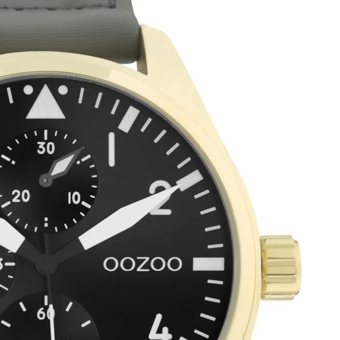 Oozoo Herren Armbanduhr Timepieces C11008 Analog Leder grau UOC11008