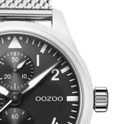 Oozoo Herren Armbanduhr Timepieces C10958 Analog Metall Mesh silber UOC10958