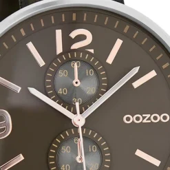 Oozoo Herren Armbanduhr Timepieces Analog Leder dunkelbraun UOC7078A