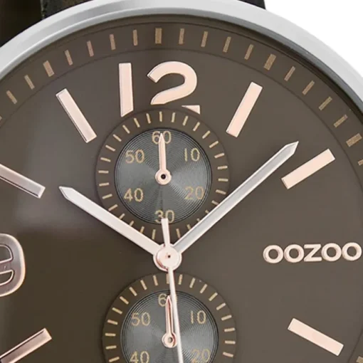 Oozoo Herren Armbanduhr Timepieces Analog Leder dunkelbraun UOC7078A