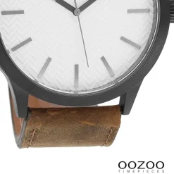 Oozoo Herren Armbanduhr Timepieces Analog Leder dunkelbraun UOC9011A