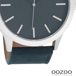 Oozoo Herren Armbanduhr Timepieces Analog Leder dunkelblau UOC9013A