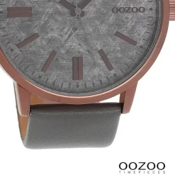 Oozoo Herren Armbanduhr Timepieces Analog Leder grau UOC9408A