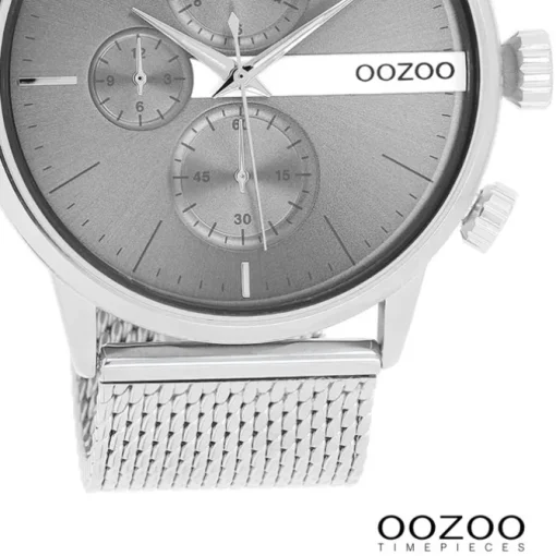 Oozoo Herren Armbanduhr Timepieces Analog Metall Mesh silber UOC11101