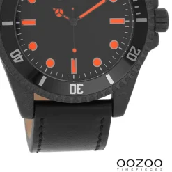 Oozoo Herren Armbanduhr Timepieces Analog Leder schwarz UOC11119